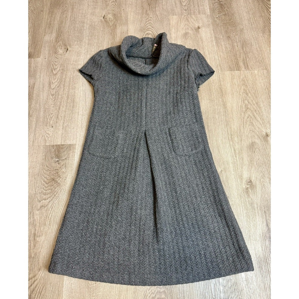 MILK & HONEY LONDON Gray Textured Knit Cowl Neck Short Sleeve A-Line Dress
